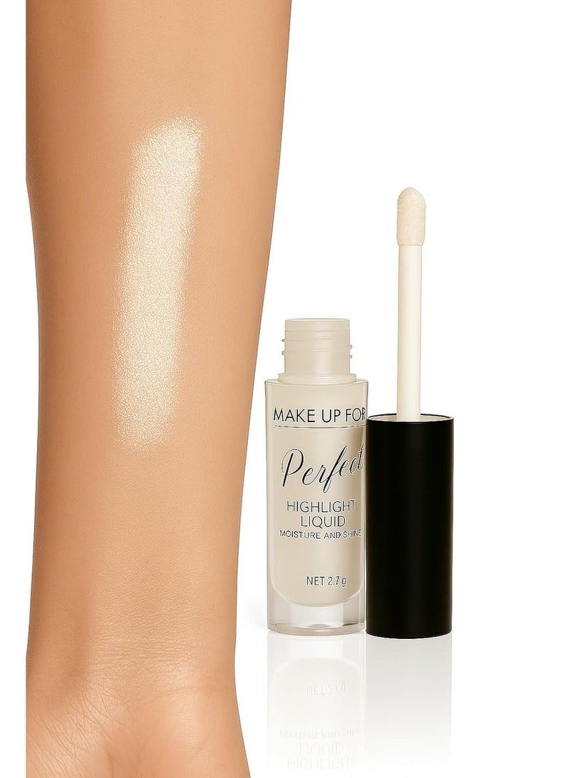 MAKE UP FOR LIFE Perfect Liquid Highlighter – Radiant Glow Illuminator, Lightweight Blendable Formula for Dewy Finish & Long-Lasting Luminosity  2.7g - Image 3