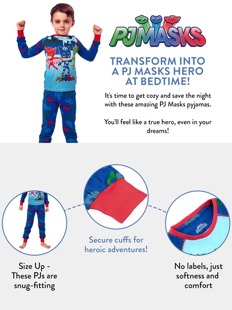 PJMASKS PJ Masks Pajamas | Cozy Kids Pajamas | Catboy Owlette Gekko | Boys Cotton Pajama Set Size 6 Multicoloured - Image 4