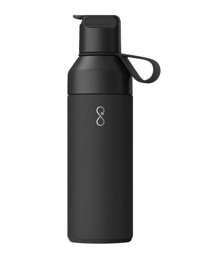 Ocean Bottle Eco-Friendly Stainless Steel Reusable Water Bottle Leakproof With Straw And Flip Lid - Obsidian Black 17 oz - Image 2