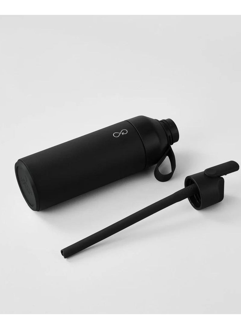 Ocean Bottle Eco-Friendly Stainless Steel Reusable Water Bottle Leakproof With Straw And Flip Lid - Obsidian Black 17 oz - Image 3