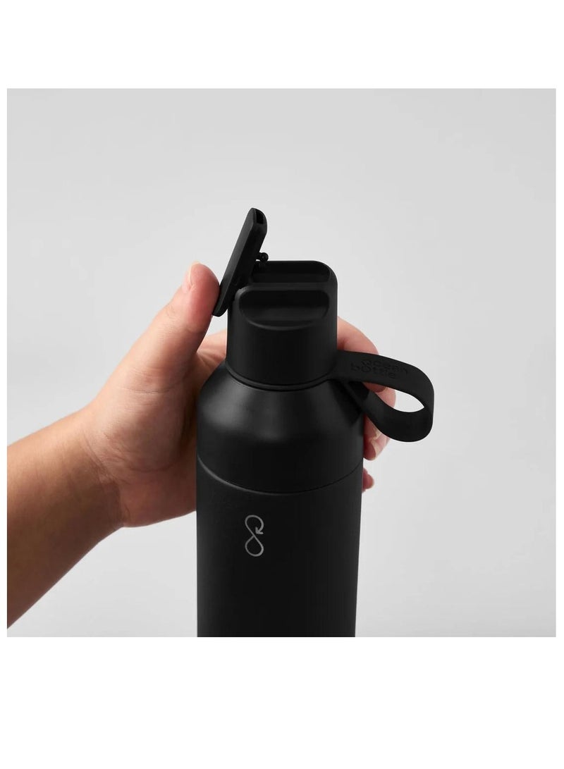 Ocean Bottle Eco-Friendly Stainless Steel Reusable Water Bottle Leakproof With Straw And Flip Lid - Obsidian Black 17 oz - Image 4