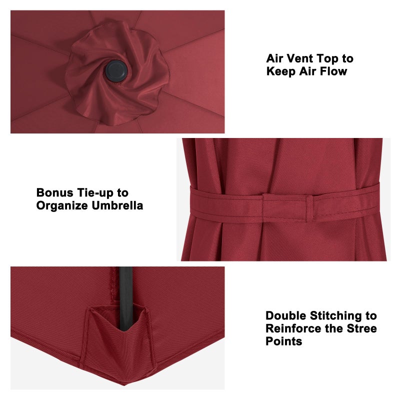 MASTERCANOPY Patio Umbrella 9 ft Replacement Canopy for 8 Ribs-Burgundy Canopy Only - Image 4
