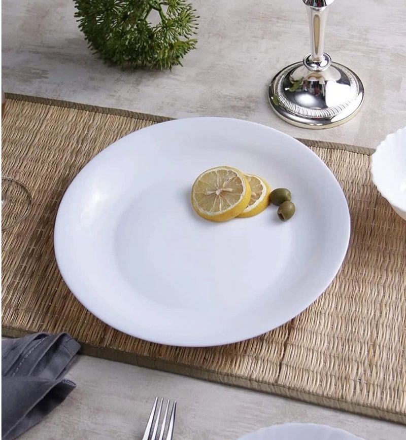 Saaikee Dinner Quarter Plates for Dining Table to Serve Fruits Snacks Multi Use Ceramic White (Set of 6) (7.5 Inch)