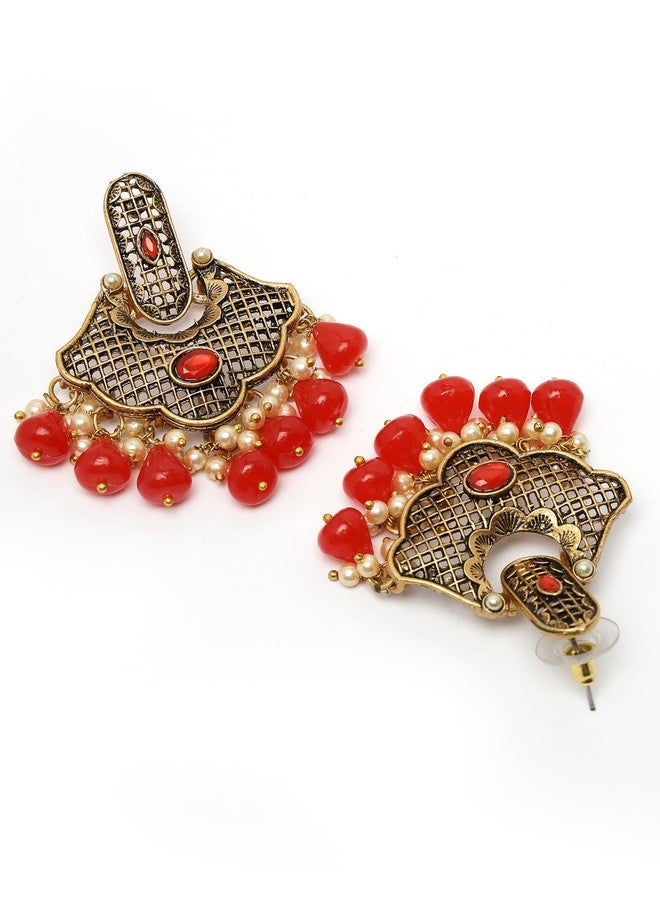 ADIVA Gold-Plated Grey Hand-Painted Pearl & Kundan Stone Studded Dome Shaped Classic Jhumka Earrings Set for women, Traditional Stylish Jhumka for Girls Party, Wedding, Festive - Image 5