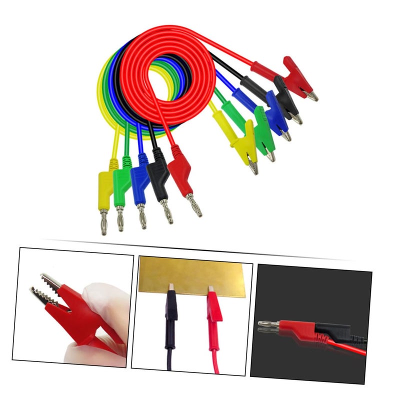 5pcs Insulated Test Alligator Clips with Banana Plugs for Multimeter Electrical Laboratory Projects - Image 4