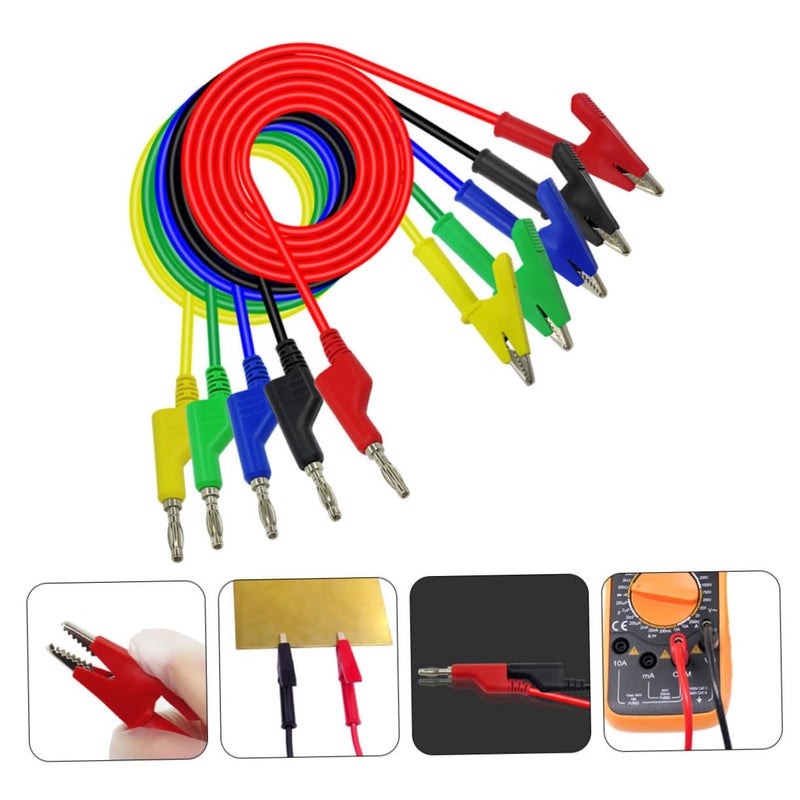 5pcs Insulated Test Alligator Clips with Banana Plugs for Multimeter Electrical Laboratory Projects - Image 5