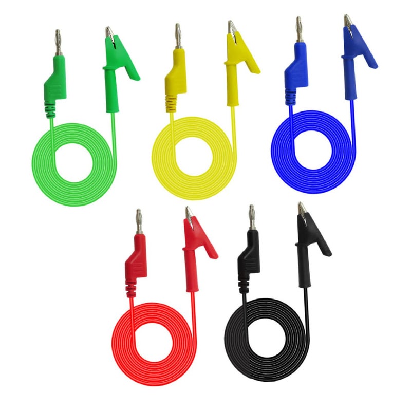 5pcs Insulated Test Alligator Clips with Banana Plugs for Multimeter Electrical Laboratory Projects - Image 2