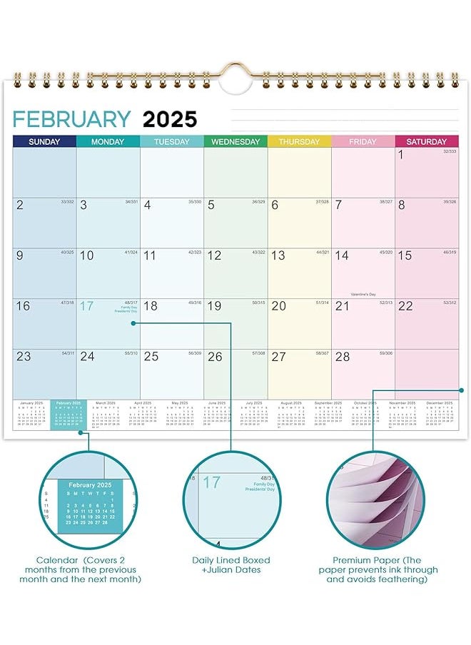 X spring Wall Calendar 2025 28X21.5Cm Monthly Desk Calendar 12 Months With Hanging Hook For Keeping Important Dates Monthly Desk Jan 2025 Dec 2025 Large Planning Calendars  - Image 2