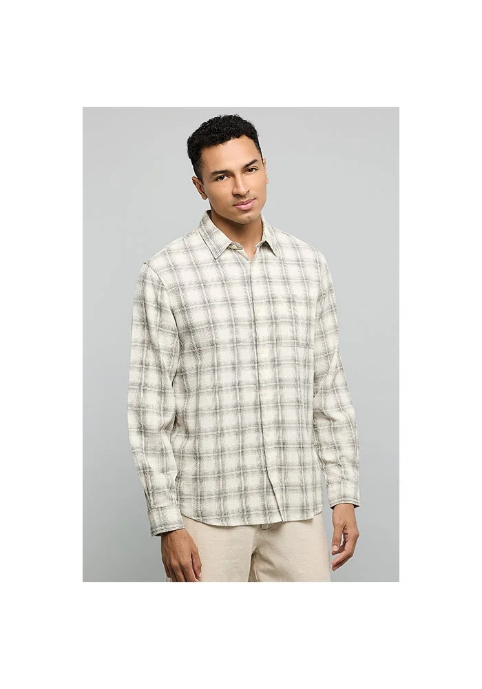 R&b Plaid Shirt with Classic Collar and Long Sleeves
