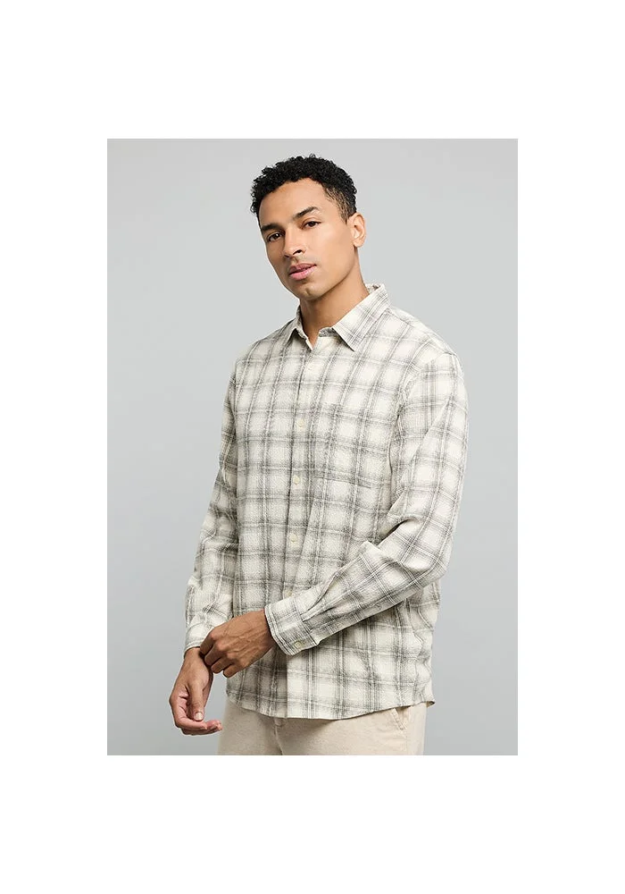 R&b Plaid Shirt with Classic Collar and Long Sleeves