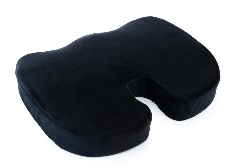 Comfy Coccyx Seat Cushion Orthopedic Chair Pad Pain Relief Memory Foam Cushion with Cover for Office Chair Car Tailbone Sciatica Wheelchair - Black - Image 2