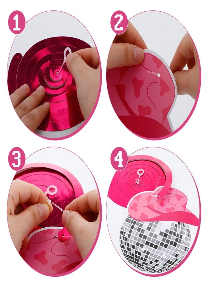 Barydat مجموعة من 48 قطعة من ديكورات حفلات ديسكو رعاة البقر من باريدات، قبعة كرة ديسكو معلقة على شكل دوامات لتزيين السقف لحفلات أعياد الميلاد الغربية الكلاسيكية (لون كلاسيكي) - Image 4