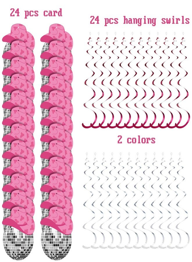 Barydat مجموعة من 48 قطعة من ديكورات حفلات ديسكو رعاة البقر من باريدات، قبعة كرة ديسكو معلقة على شكل دوامات لتزيين السقف لحفلات أعياد الميلاد الغربية الكلاسيكية (لون كلاسيكي) - Image 3
