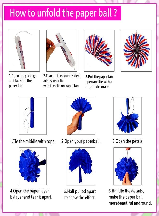 BSOMAM 35Pcs Patriotic Decorations 4th of July Decor Independence Day Red White Blue Balloons Paper Fans Star Streamer Poms for July 4th Decor, Flag Day American Theme Party Veterans Day Party Decor - Image 3