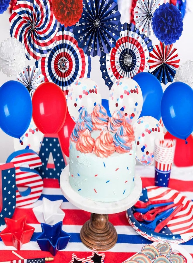 BSOMAM 35Pcs Patriotic Decorations 4th of July Decor Independence Day Red White Blue Balloons Paper Fans Star Streamer Poms for July 4th Decor, Flag Day American Theme Party Veterans Day Party Decor - Image 4