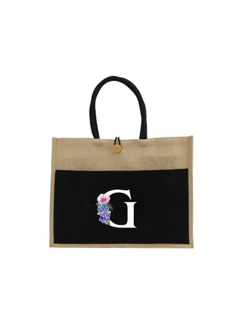 PRINTSHOP4ME Jute Bag Initial Letter Printed Design–Reusable,Durable Tote Bag For Gifting Or Everyday Use|Used For Festive Celebrations&Gifts For Special Person - Image 2