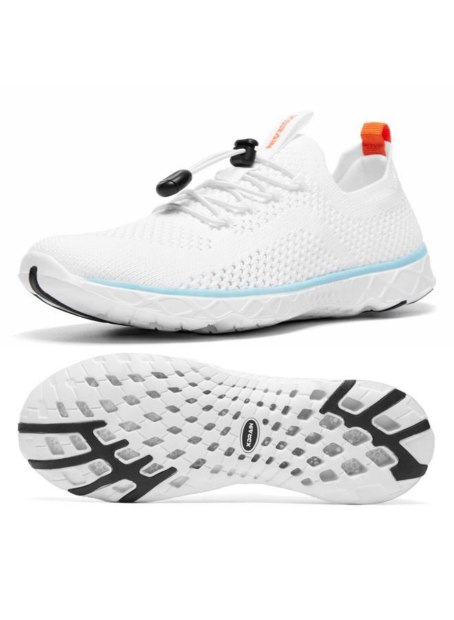 KOLILI Women's Lightweight Water Shoes for Swimming, Quick Drying Water Aerobics Shoe, Arch Support Aqua Shoes for Surfing, Woman Slip on Walking Sneaker for Outdoor White/Aqua 7.5 - Image 1