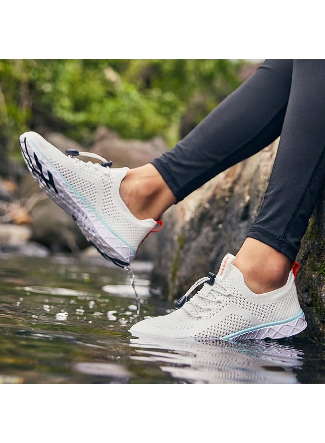KOLILI Women's Lightweight Water Shoes for Swimming, Quick Drying Water Aerobics Shoe, Arch Support Aqua Shoes for Surfing, Woman Slip on Walking Sneaker for Outdoor White/Aqua 7.5 - Image 2