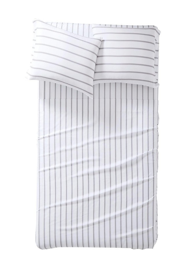 Truly Soft Everyday - Full Microfiber Sheet + Pillowcase Set - Ticking Stripe Collection - White/Grey,SS3864WGFU-4700 - Image 5