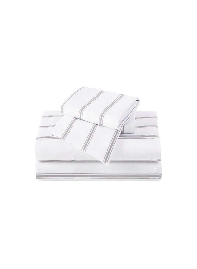 Truly Soft Everyday - Full Microfiber Sheet + Pillowcase Set - Ticking Stripe Collection - White/Grey,SS3864WGFU-4700 - Image 2