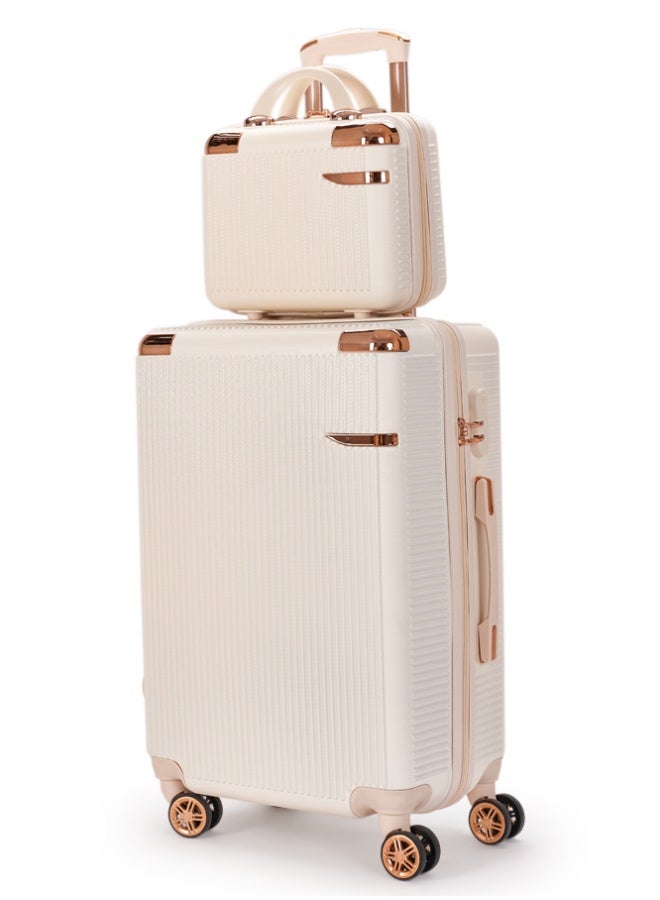 ليمرا طقم شنط سفر مكون من 4 حقائب أمتعة بتصميم فاخر خفيفة الوزن و متعددة الاحجام بمقاسات 28-24-20-12 بوصة لون بيج - Image 2