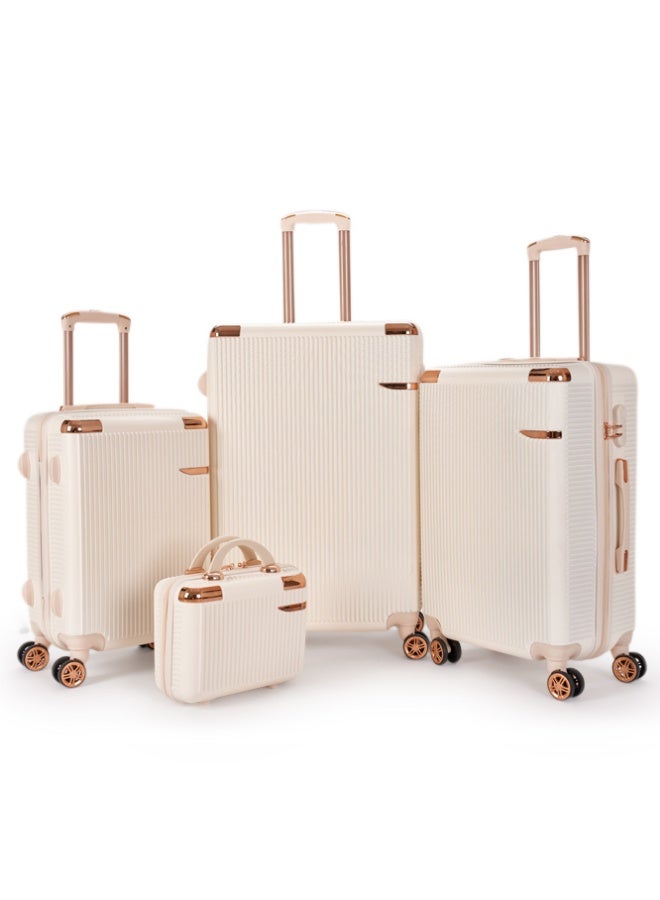 ليمرا طقم شنط سفر مكون من 4 حقائب أمتعة بتصميم فاخر خفيفة الوزن و متعددة الاحجام بمقاسات 28-24-20-12 بوصة لون بيج - Image 1