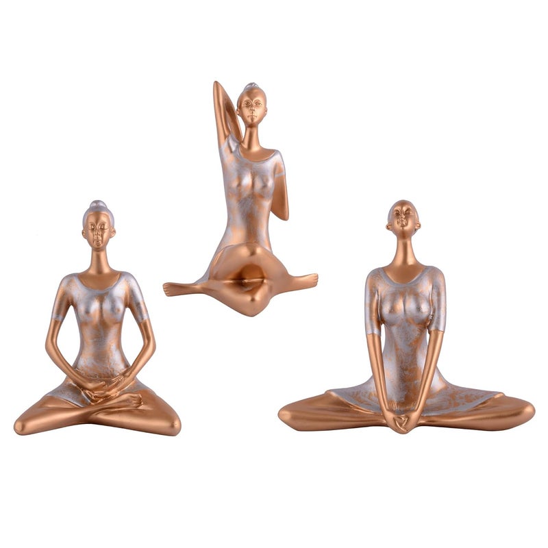 zart Yoga Posture Lady Statue Figurine for Home Yoga Statue in Decor Golden - Image 3