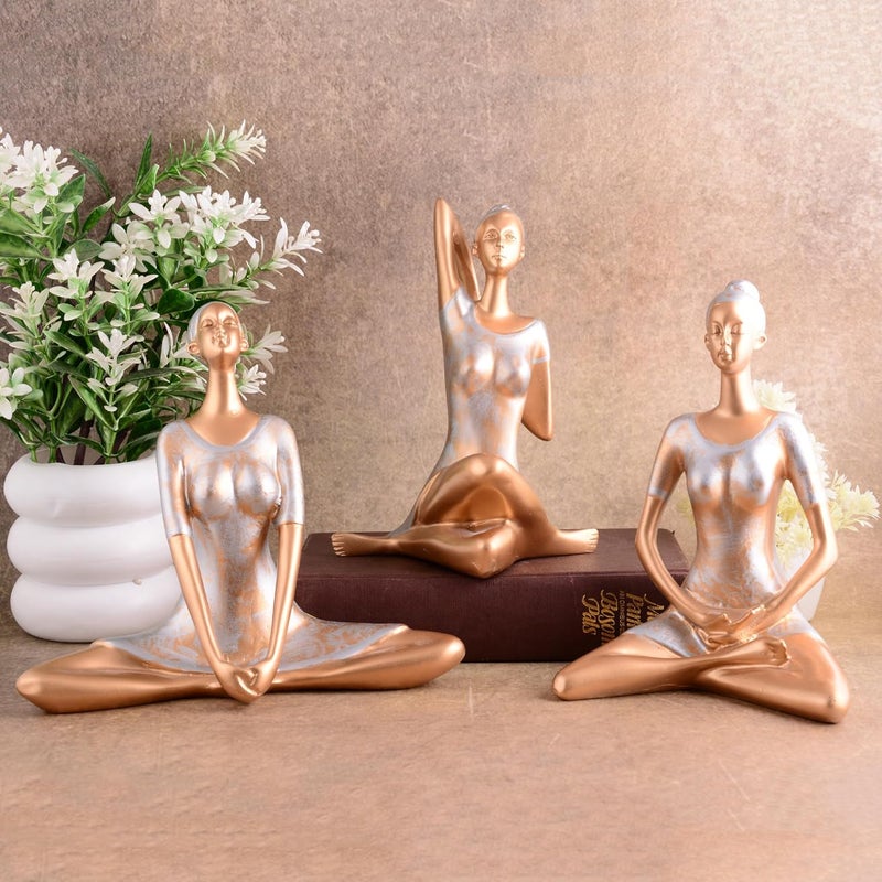 zart Yoga Posture Lady Statue Figurine for Home Yoga Statue in Decor Golden - Image 1