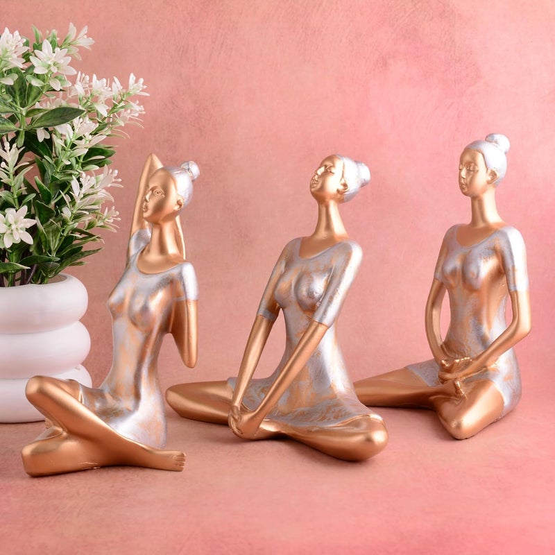 zart Yoga Posture Lady Statue Figurine for Home Yoga Statue in Decor Golden - Image 2