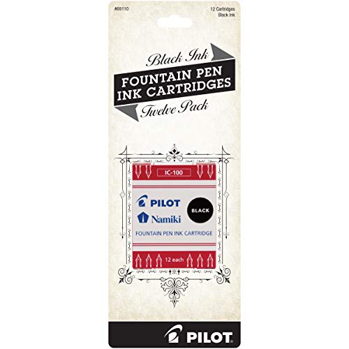 PILOT Namiki IC100 Fountain Pen Ink Cartridges, Black, 12-Pack (69110) - Image 1