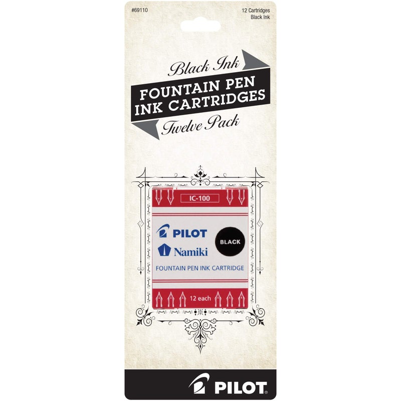PILOT Namiki IC100 Fountain Pen Ink Cartridges, Black, 12-Pack (69110) - Image 3