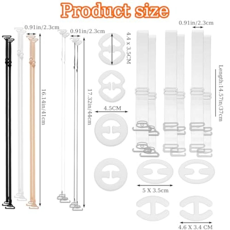 Invisible Bra Straps: 24-Piece Set Adjustable Length - Non-Slip Buckle Design Clear Shoulder Straps for Ballet Performers Backless Dress Wearers - Image 2