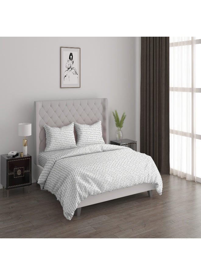 3Pcs Cotton Duvet Cover 160*200Cm - 200 Thread Count Grey Geo