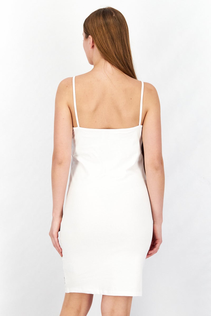 JOHN RICHMOND Women Sportswear Fit Brand Logo Sleeveless Mini Dress, White Optical - Image 2