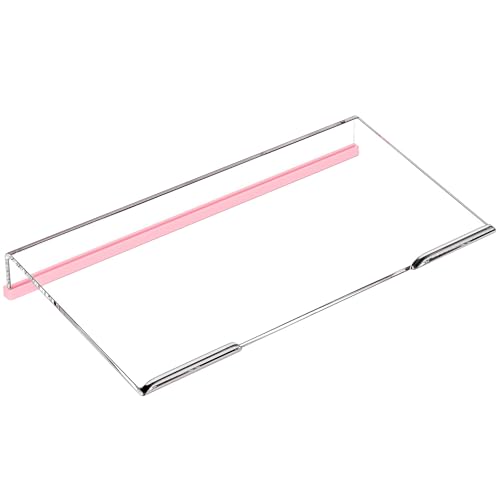 Richboom Computer Keyboard Stand for Desktop, 11.8" Tiny Clear Acrylic Keyboard Riser 78 Keys Compact Keyboard Lift for Desk Ergonomic Short Keyboard Holder Tray with Black and Pink Silicone Strip - Image 1
