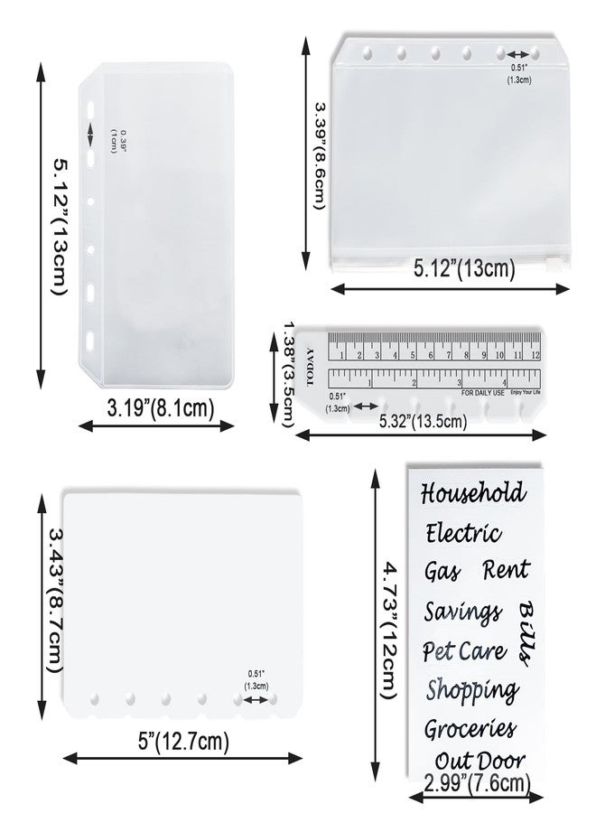 Harphia A7 Binder Pockets Set, Zippered Translucent Cash Bag, Translucent Card Holder Bag, PVC Dividers, PVC Today Bookmark Ruler and 42 Category Stickers 819a7 - Image 2
