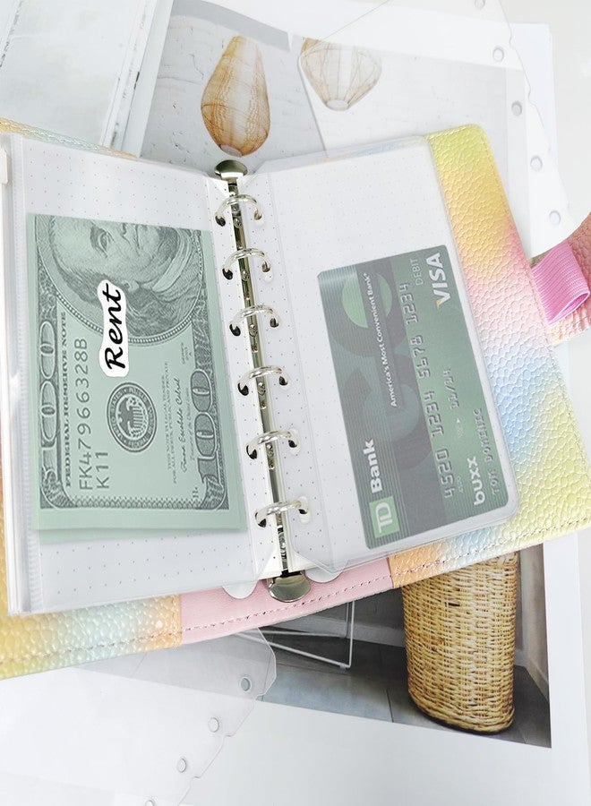 Harphia A7 Binder Pockets Set, Zippered Translucent Cash Bag, Translucent Card Holder Bag, PVC Dividers, PVC Today Bookmark Ruler and 42 Category Stickers 819a7 - Image 4