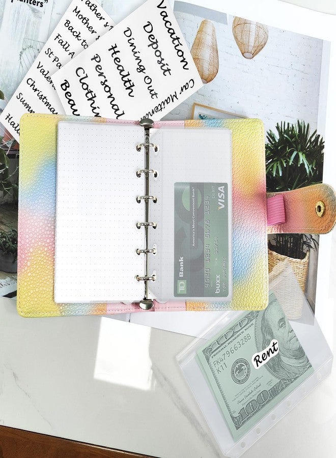 Harphia A7 Binder Pockets Set, Zippered Translucent Cash Bag, Translucent Card Holder Bag, PVC Dividers, PVC Today Bookmark Ruler and 42 Category Stickers 819a7 - Image 3