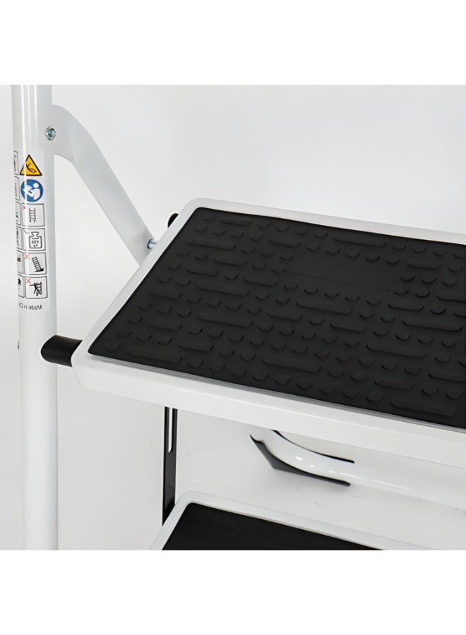 LIBERTI Heavy-Duty Steel 3-Step Folding Stool Ladder with Anti-Slip Wide Steps, 150kg Load Capacity, Portable Safety Step Stool, Compact Slim Foldable Design, Stable Indoor Ladder for Home & Kitchen. - Image 5