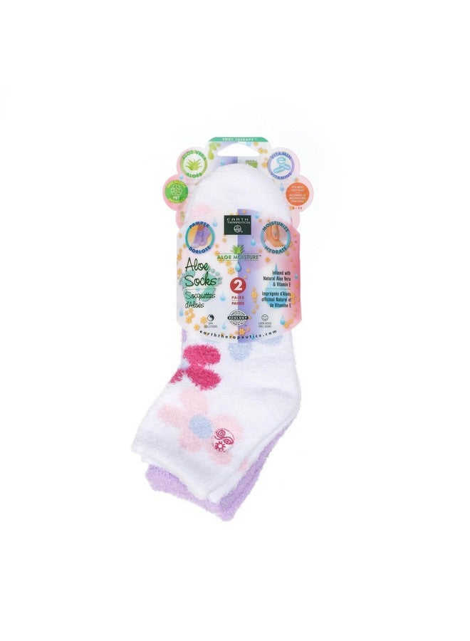 Earth Therapeutics Aloe Socks - Double Pack - Flowers/Lavender (2 Pairs) - Image 1