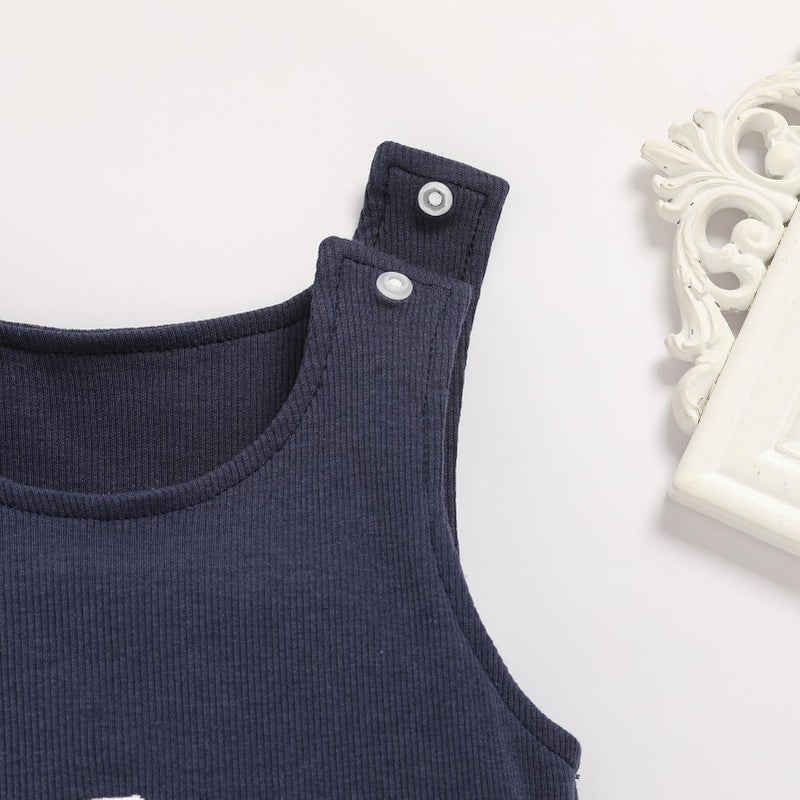 Viworld Baby Boy 1st Birthday Romper Infant Ribbed Jumpsuit Embroidery One Year Old Cake Smash Outfits (Navy Blue,12-18M) - Image 5