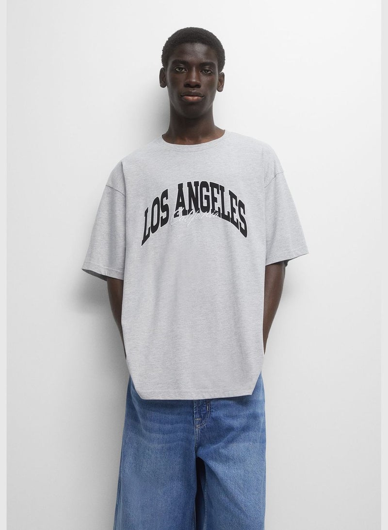 PULL&BEAR Los Angeles print T-shirt - Image 1
