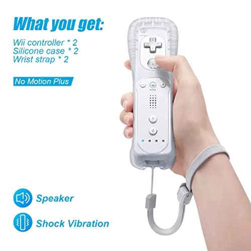 TIANHOO 2 Pack Remote Controller for Wii & Wii U, with Silicone Case and Wrist Strap (White) - Image 3