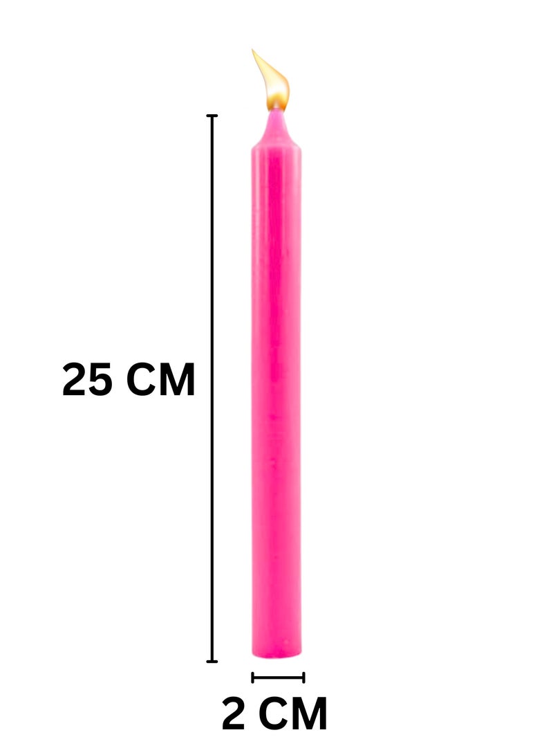 25 CM Tall Taper Candles Pack of 4 Unscented Dinner Long Candles Paraffin Wax with Cotton Wicks Long Burning Candle (Pink)  - Image 2