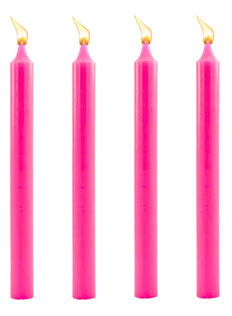 25 CM Tall Taper Candles Pack of 4 Unscented Dinner Long Candles Paraffin Wax with Cotton Wicks Long Burning Candle (Pink)  - Image 1