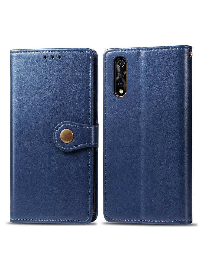 The Bros Case For Vivo S1 Retro Solid Color Leather Buckle Phone Case with Lanyard & Photo Frame & Card Slot & Wallet & Stand Function