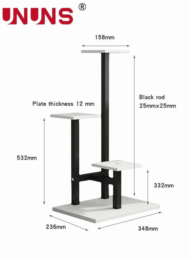UNUNS - Metal Plant Stand,3-Tier Plant Holders Indoor Stand,Patio Corner Plant Rack With 3 Trays For Living Room,Balcony,Garden - Image 1