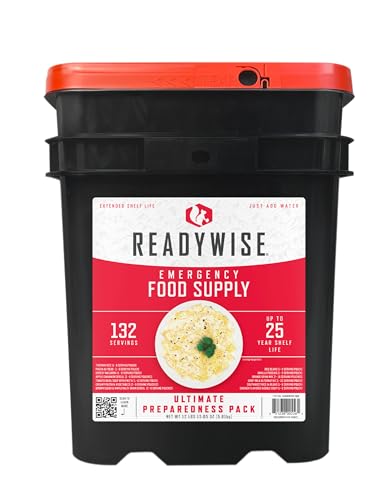 ReadyWise Emergency Food Supply - 132 Servings, Survival Bucket, Dehydrated & Freeze Dried Protein Meals, Camping Essentials, Ready to Eat Disaster Prepping Supplies,up to 25 Year Shelf Life - Image 1