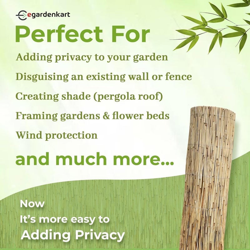 Egardenkart سياج الخيزران من إي غاردن كارت للحديقة - سياج الشرفة | سياج الخصوصية بالخيزران لشرفة الخصوصية | شاشة خيزران 240 سم × 600 سم - Image 3
