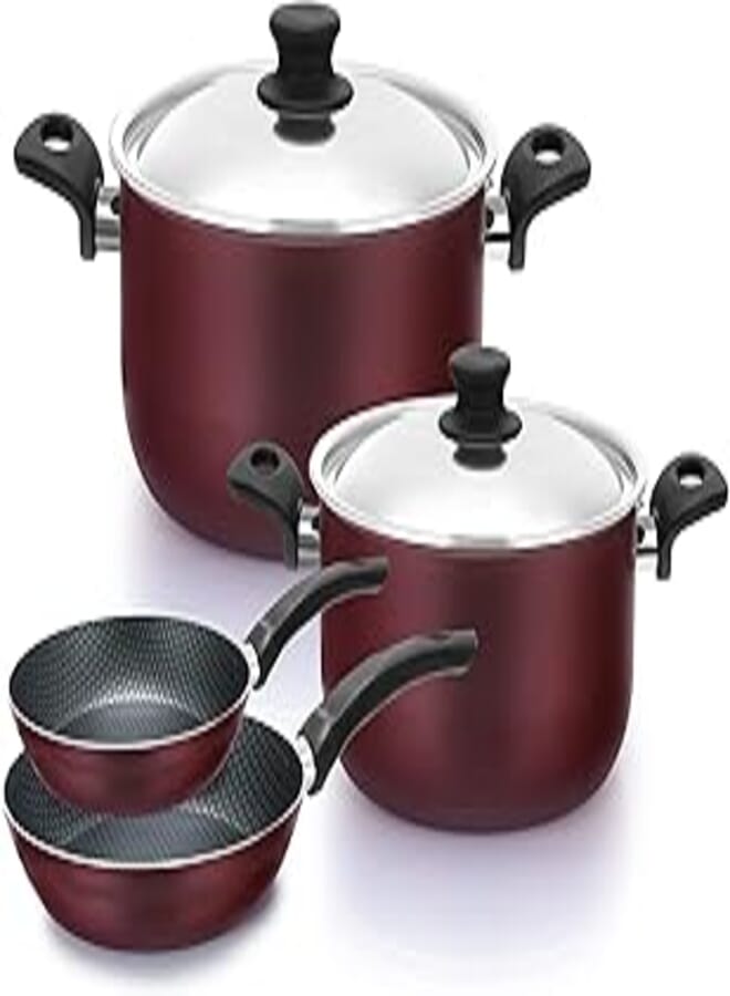 Trueval Teflon cookware set 6 pieces frying pan size 14-22 + Cooking Pot size 16-24